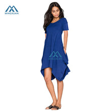 Load image into Gallery viewer, Hot Sexy Women Summer New Dresses Irregular Cotton Solid Color Round Neck