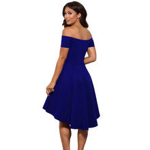 Load image into Gallery viewer, 2018 New Summer Women Burgundy Blue Princess Dresses Off The Shoulder  Short