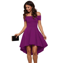 Load image into Gallery viewer, 2018 New Summer Women Burgundy Blue Princess Dresses Off The Shoulder  Short