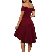 Load image into Gallery viewer, 2018 New Summer Women Burgundy Blue Princess Dresses Off The Shoulder  Short