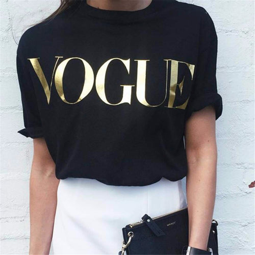 Fashion2018 Summer Shirt For Women VOGUE t-shirt With Print Tops For Women