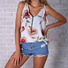 Load image into Gallery viewer, 2018 Women Summer Sexy Deep V Neck Floral Printed Sleeveless Tshirt