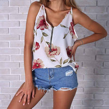 Load image into Gallery viewer, 2018 Women Summer Sexy Deep V Neck Floral Printed Sleeveless Tshirt
