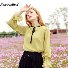 Load image into Gallery viewer, Fashion Women&#39;s Long Sleeve Cotton Ruffles Blouse Shirt Top Casual Shirt Autumn Party