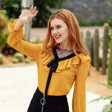 Load image into Gallery viewer, Fashion Women's Long Sleeve Cotton Ruffles Blouse Shirt Top Casual Shirt Autumn Party