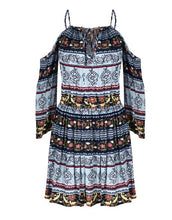 Load image into Gallery viewer, Nini Wonderland Off Shoulder Strap Summer Dress Women Lace Up Floral Print Casual