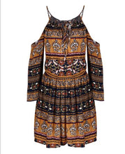 Load image into Gallery viewer, Nini Wonderland Off Shoulder Strap Summer Dress Women Lace Up Floral Print Casual