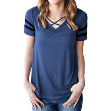 Load image into Gallery viewer, LASPERAL Casual V Neck Women Summer T Shirt Short Sleeve Hollow Out Fashion