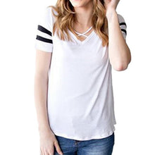 Load image into Gallery viewer, LASPERAL Casual V Neck Women Summer T Shirt Short Sleeve Hollow Out Fashion